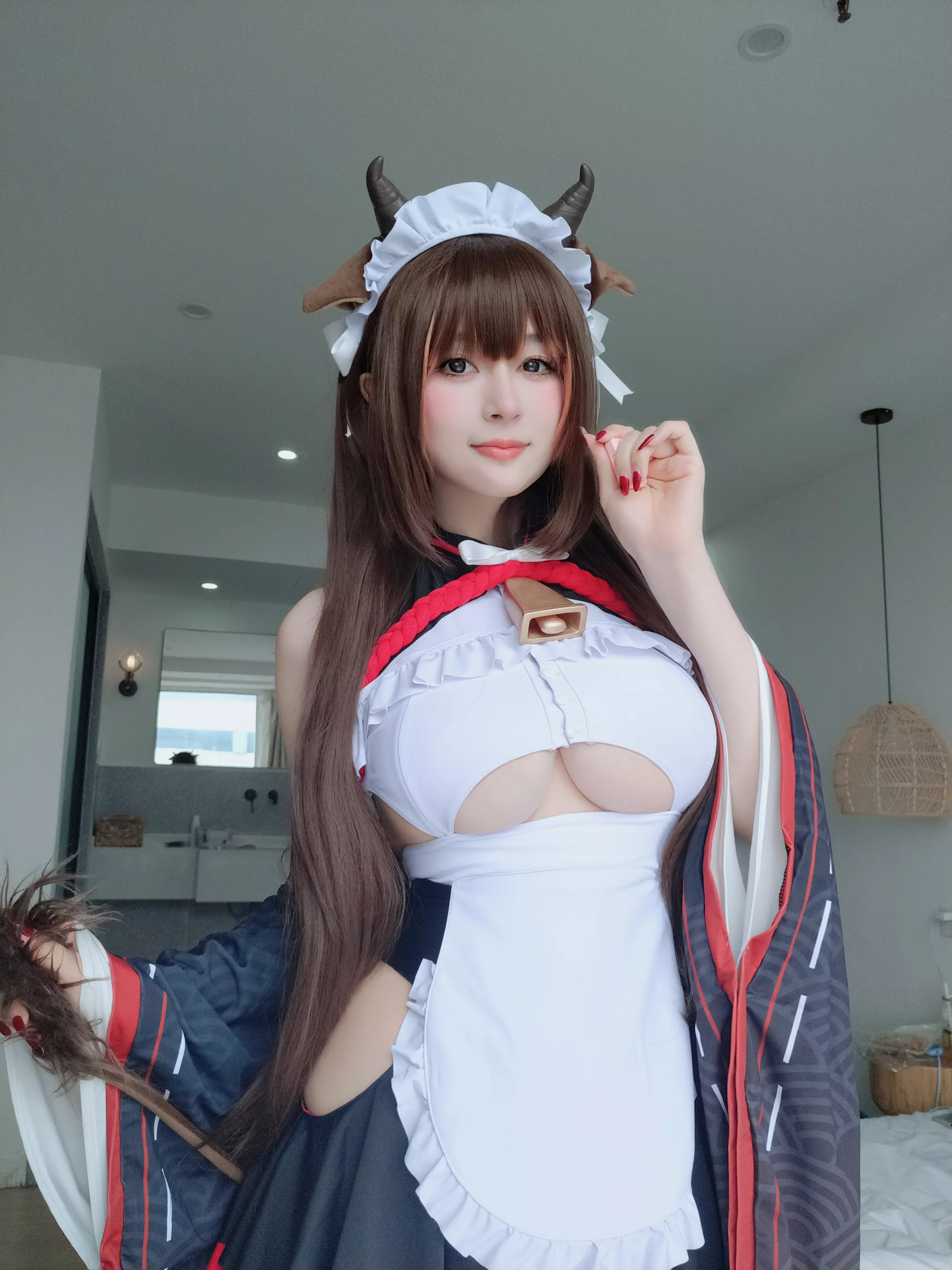 Xgyw.Org_Coser小姐姐白银81碧蓝航线樫野主题性感黑白女仆服饰配黑丝袜秀丰腴身材完美诱惑写真92P