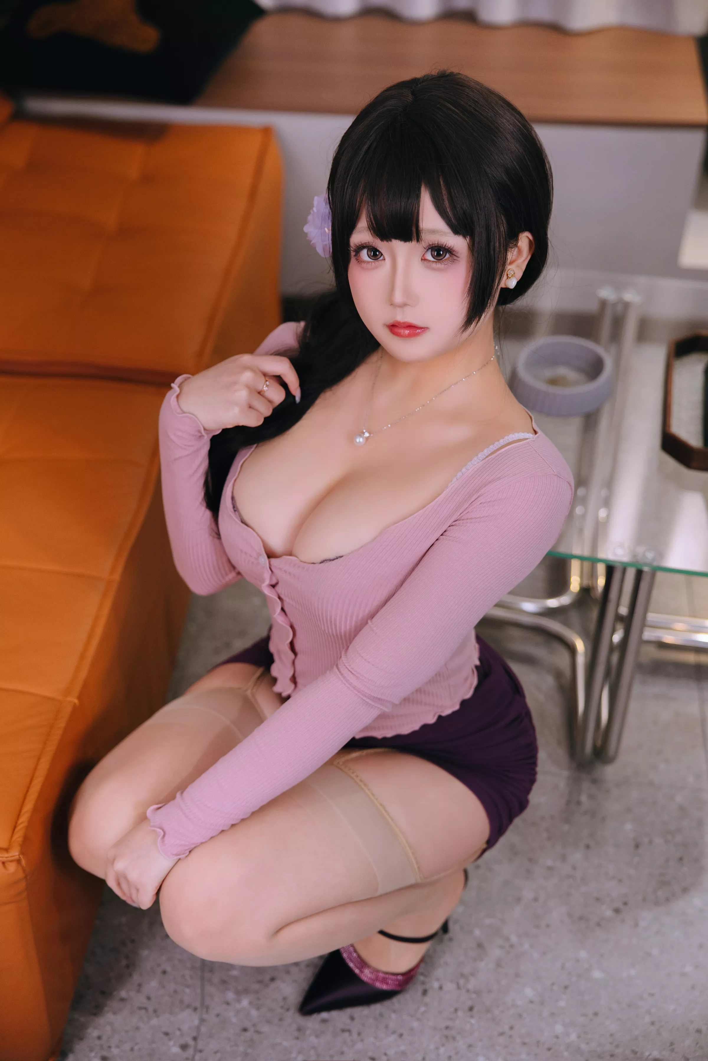 Xgyw.Org_Cosplay美女日奈娇小妈主题私房性感紫色薄纱裙露性感内衣配超薄肉丝秀丰腴身材诱惑写真175P