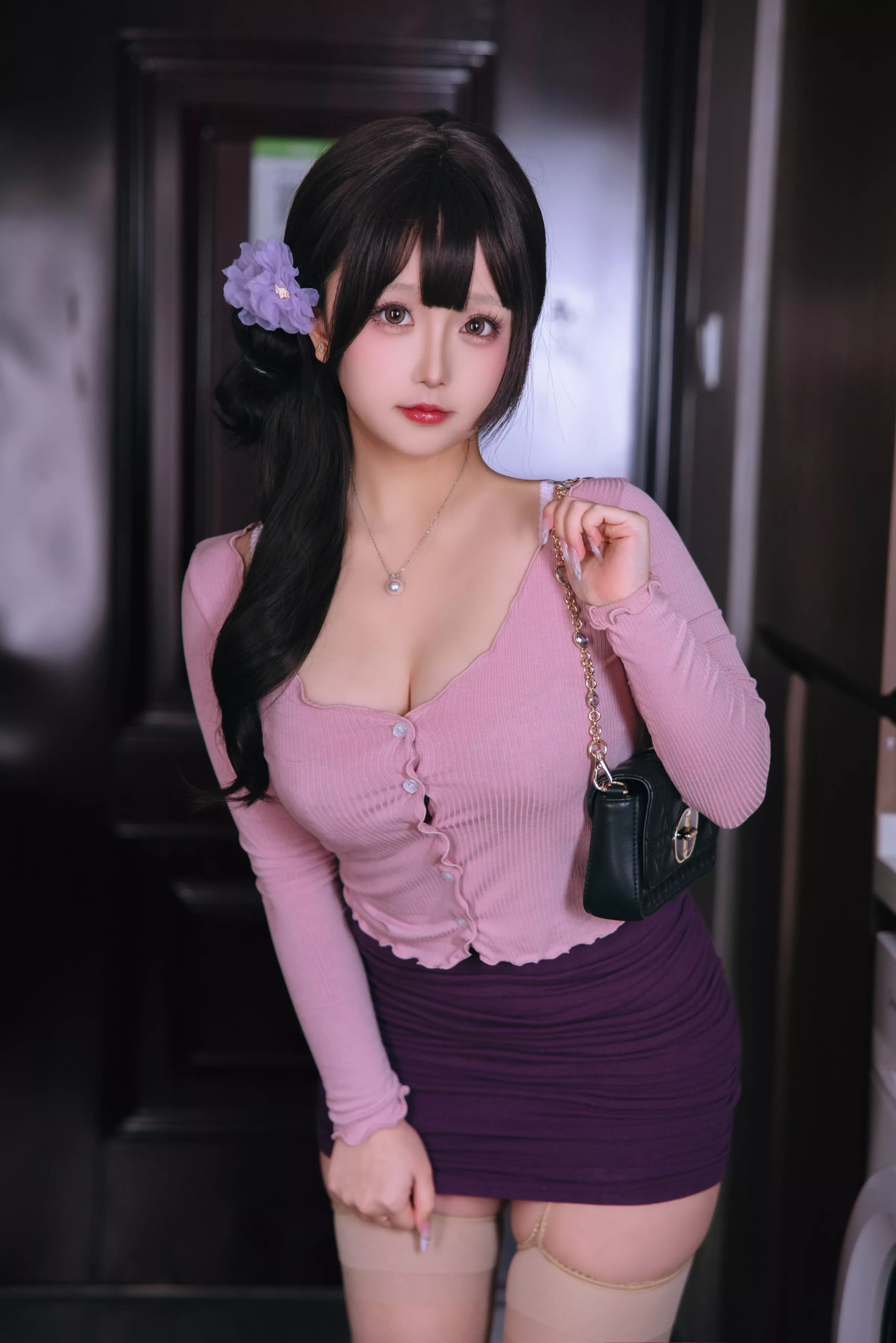 Xgyw.Org_Cosplay美女日奈娇小妈主题私房性感紫色薄纱裙露性感内衣配超薄肉丝秀丰腴身材诱惑写真175P