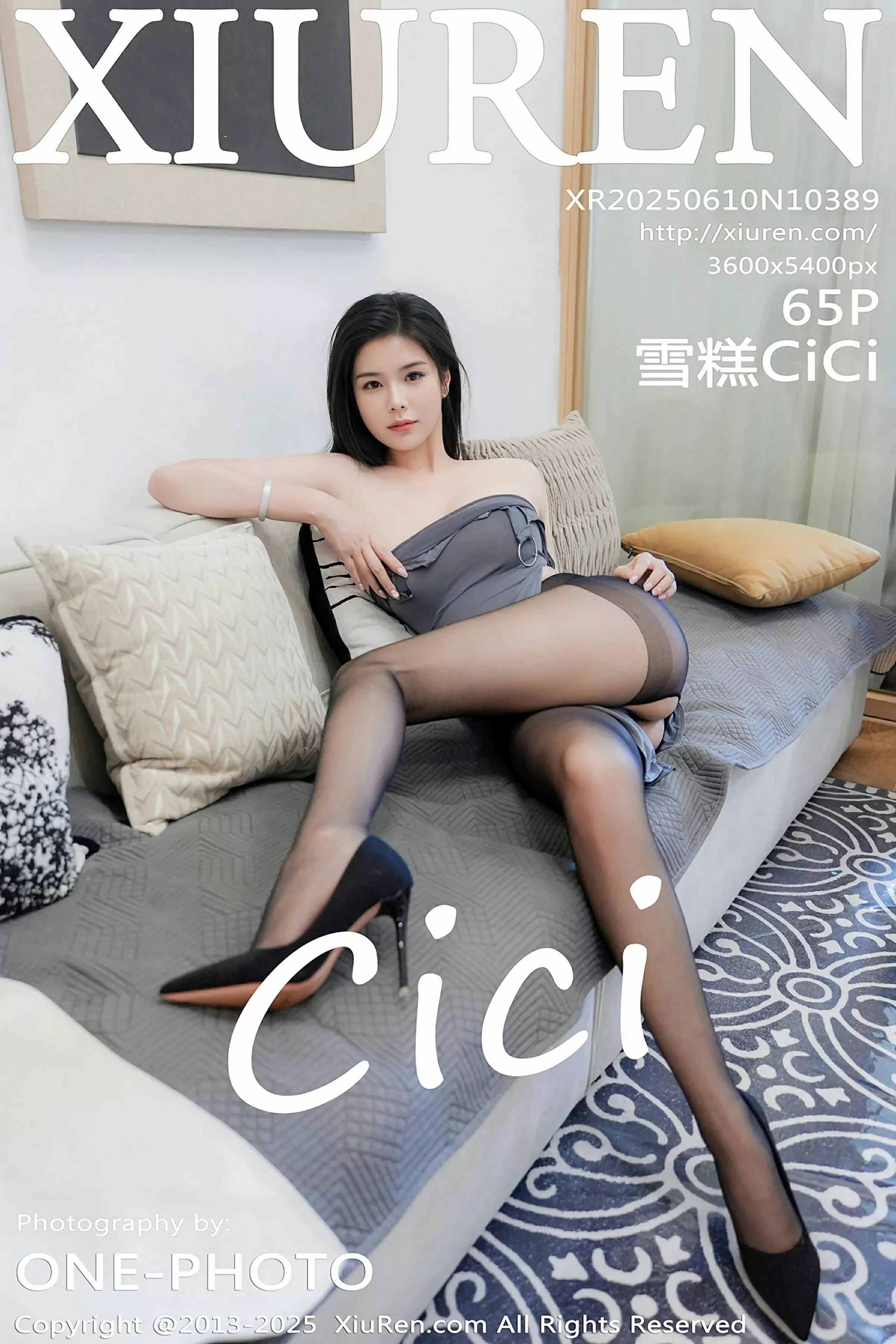 Xgyw.Org_[XiuRen秀人网]No.10389_模特雪糕CiCi性感灰色长裙配开档黑丝裤袜秀丰满身材诱惑写真65P