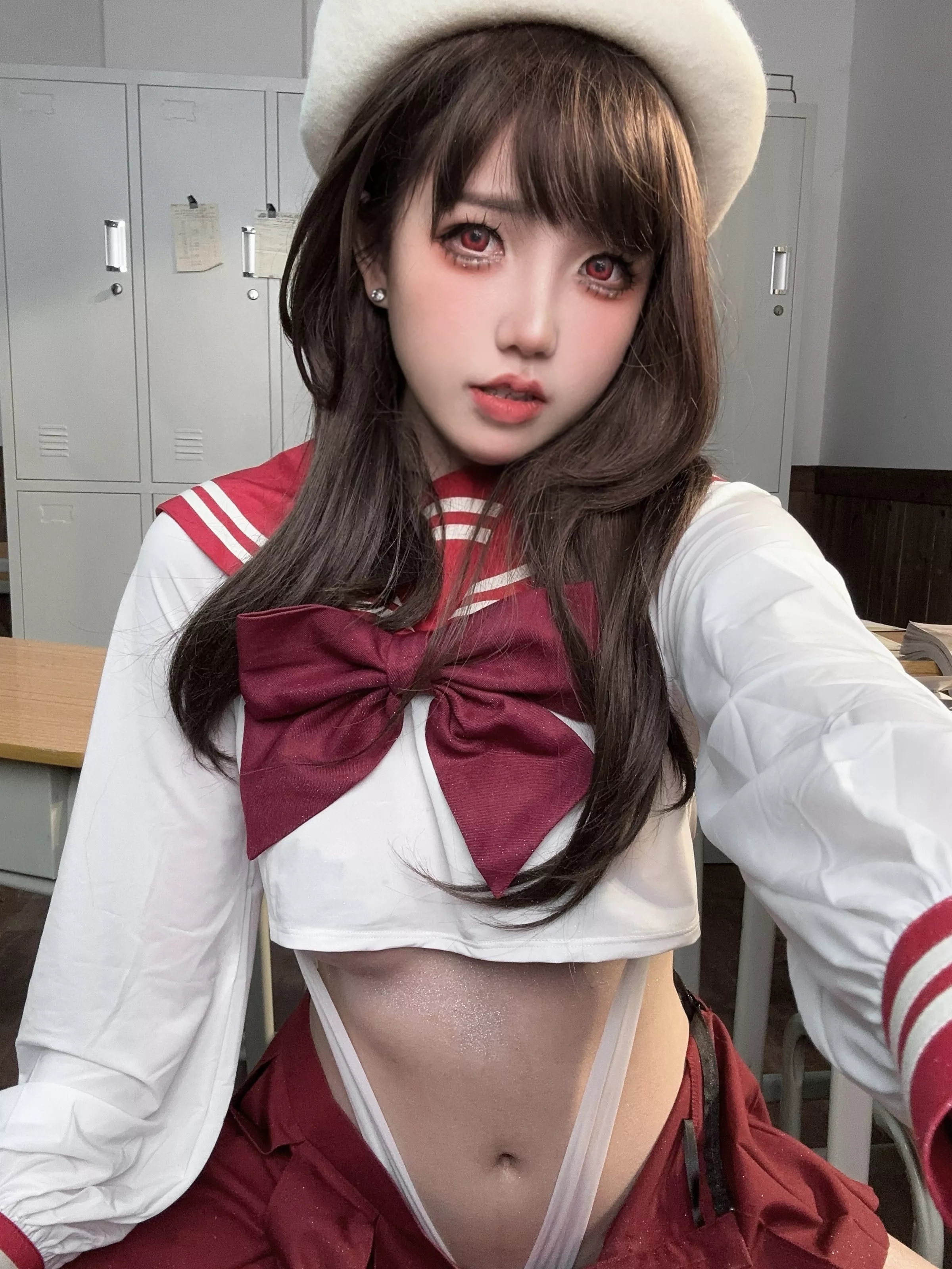 Xgyw.Org_鬼马少女阿薰kaOri白虎女高中生主题性感学生制服露白色连体内衣秀惹火身材诱惑写真79P