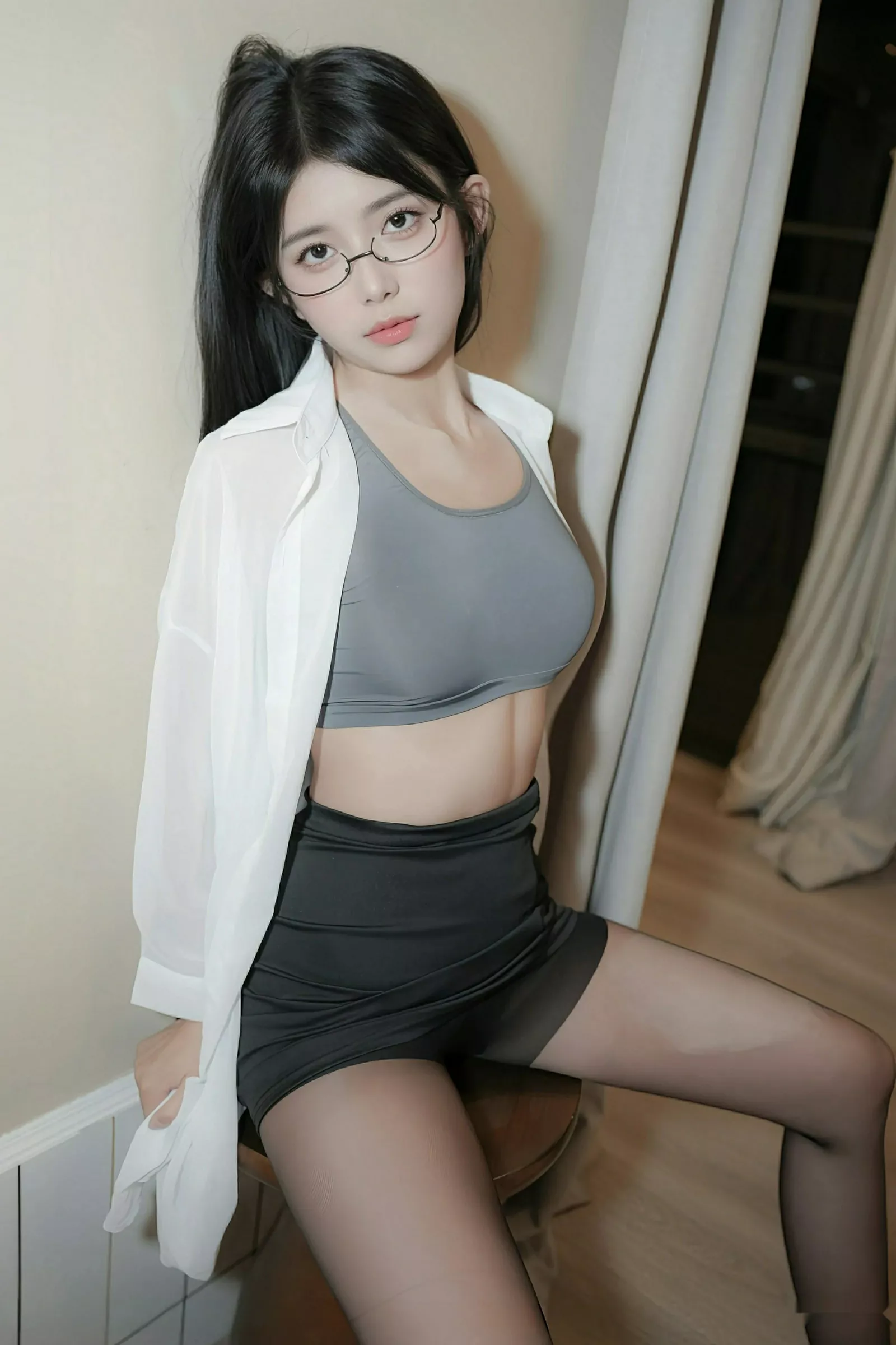 Xgyw.Org_[XiuRen秀人网]No.10601_模特美少女@性感白色衬衫配超薄无内黑丝秀柔美身姿诱惑写真51P