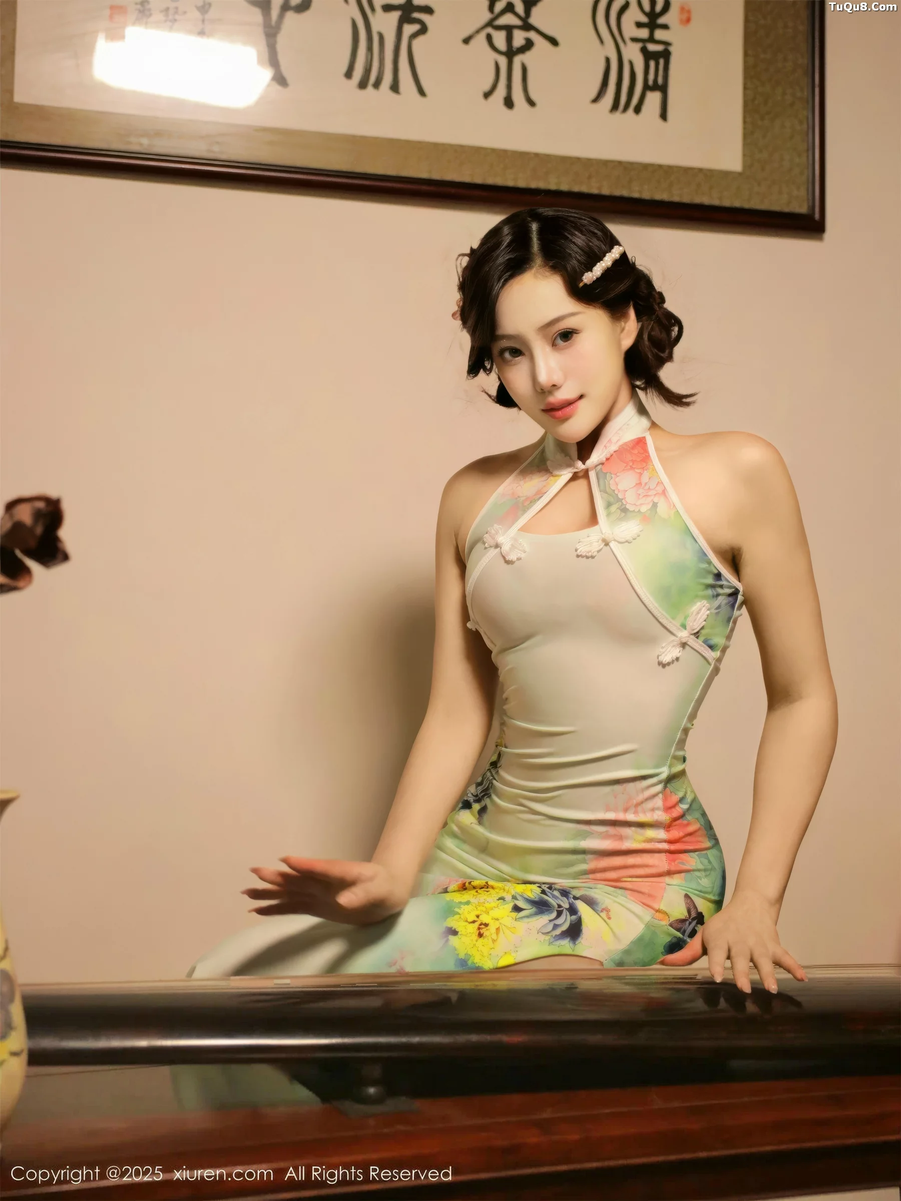 Xgyw.Org_[XiuRen秀人网]No.10749_新人模特莉莉安娜o性感绿色旗袍配超薄肉丝秀丰满身材诱惑写真73P