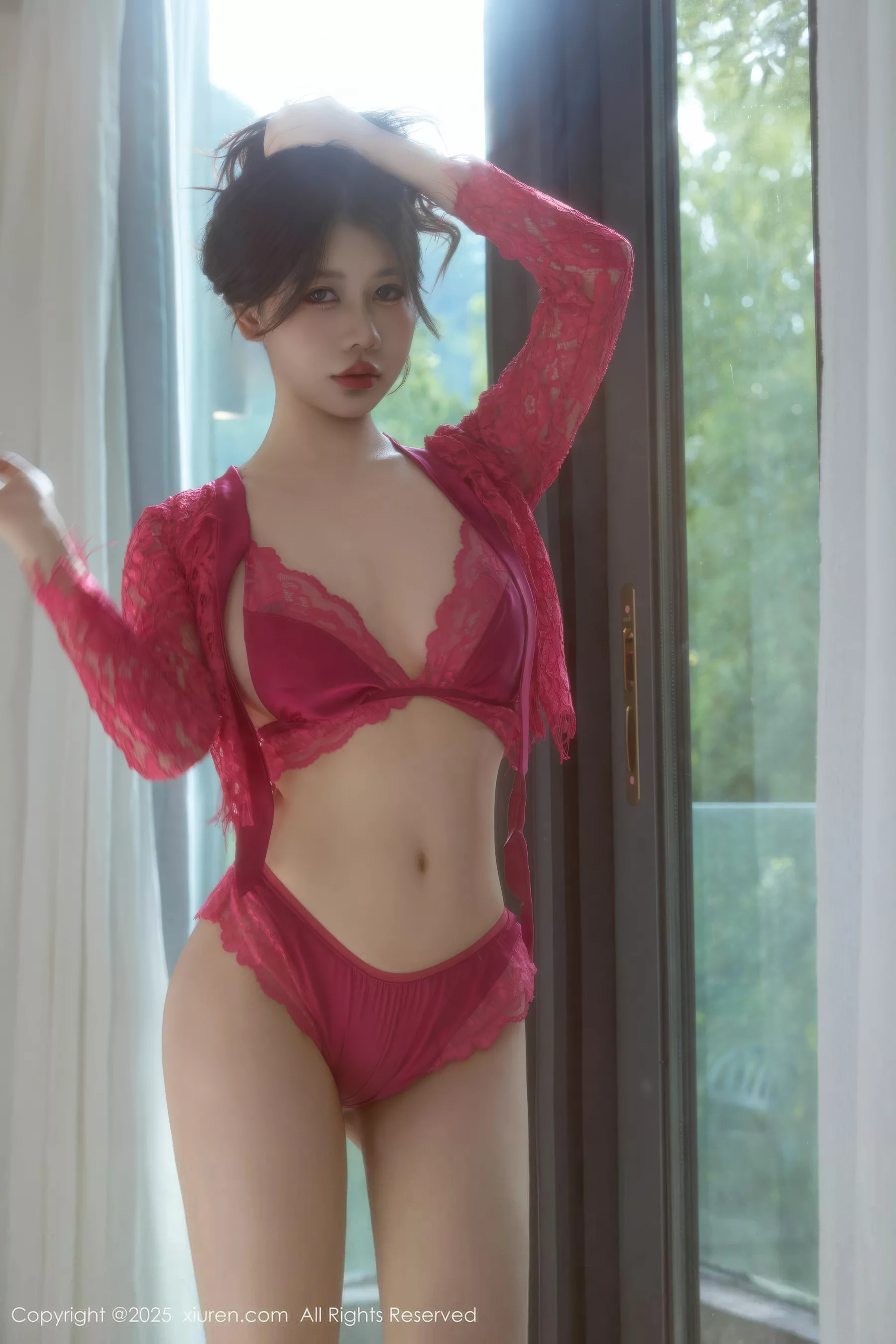 Xgyw.Org_[XiuRen秀人网]No.10783_模特尹甜甜sunny性感红色蕾丝套装配肉丝袜秀完美身材诱惑写真62P