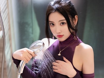 XiuRen第4989期_女神杨晨晨Yome私房浴室紫色连衣短裙真空秀完美身材诱惑写真87P
