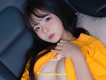 网络美女Yuuhui玉汇车内嫩黄主题性感黄色短T露黄色三点水内衣秀曼妙身姿诱惑写真93P