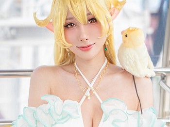 Coser美女雨波_HaneAme子午计划主题性感白色抹胸上衣配牛仔短裤秀丰满身材诱惑写真26P