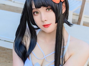 网络美女Natsuko夏夏子比叡泳装主题泳池边性感白色连体泳衣秀翘臀美腿撩人诱惑写真55P