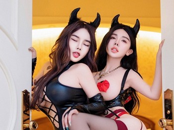 [XINGYAN星颜社]VOL.299_模特合集潘思沁＆温心怡性感姐妹花黑色情趣内衣惹火诱惑写真81P